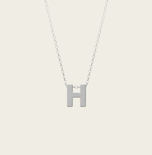 RVS Letter H hanger + ketting  45-50 cm in edelstaal