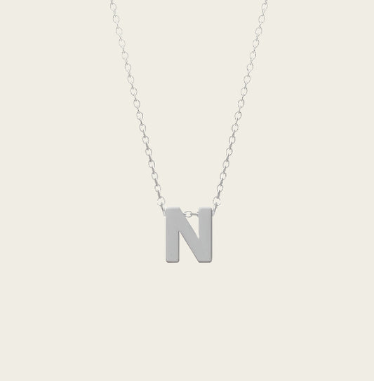 RVS Letter N hanger + ketting  45-50 cm in edelstaal