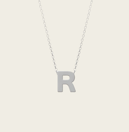 RVS Letter R hanger + ketting  45-50 cm in edelstaal