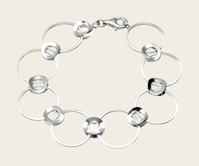 Silver design bracelet Eye in Eye matt-gloss 19 cm