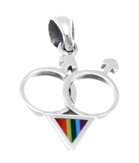 Zilveren Mannenteken met regenboog kettinghanger