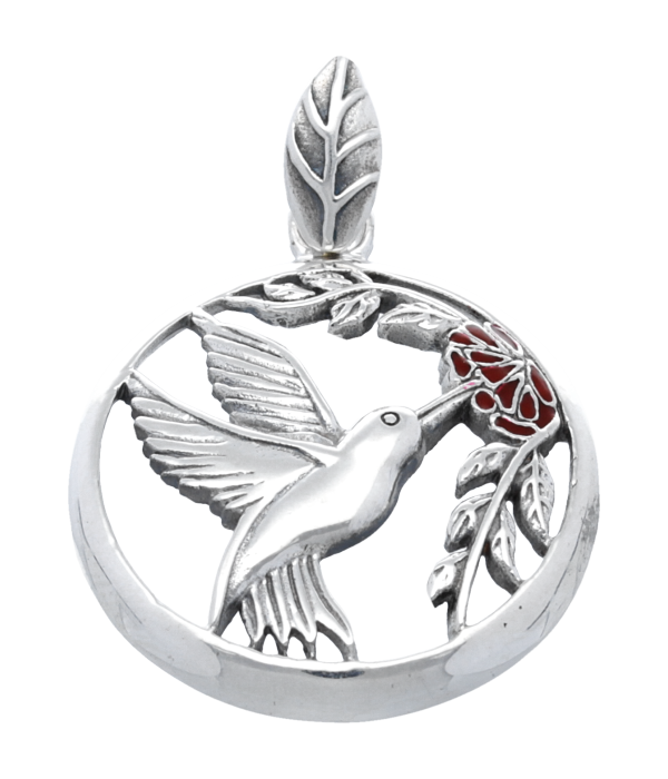 Zilveren Kolibri met vrucht kettinghanger