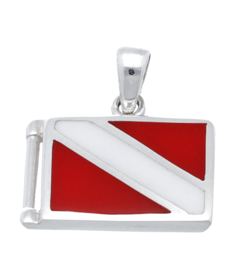 Zilveren Duikvlag kettinghanger