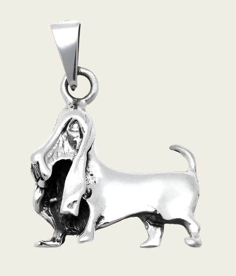 Zilveren Basset hond groot kettinghanger