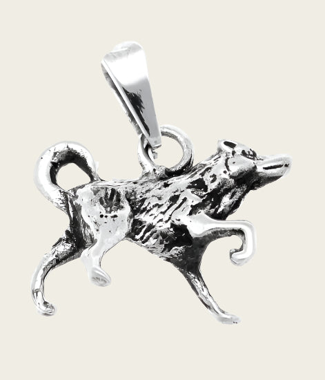 Zilveren Wolf kettinghanger