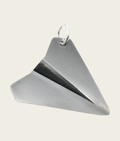 Silver Paper Airplane Large Necklace Pendant