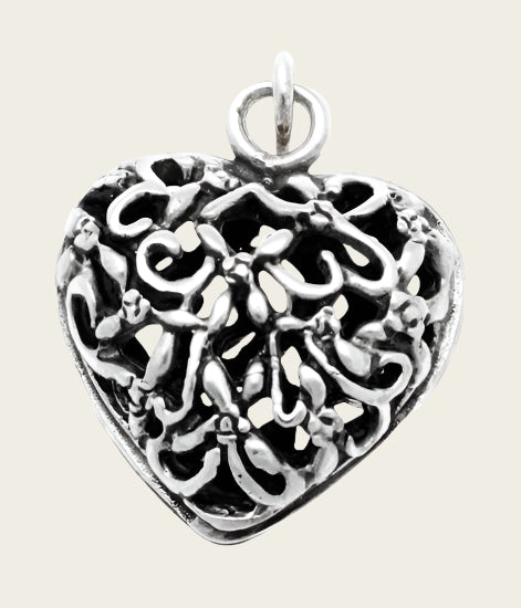 Silver Heart Openwork Necklace Pendant