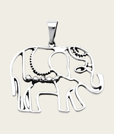Zilveren Olifant open XL kettinghanger