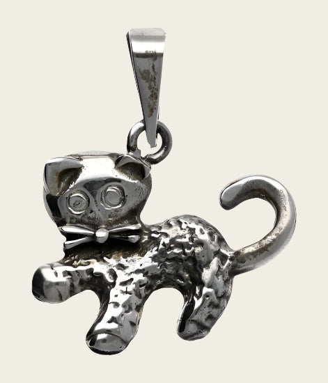Zilveren Poes groot kettinghanger