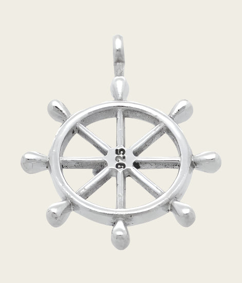 Silver Ship's Rudder Large Necklace Pendant