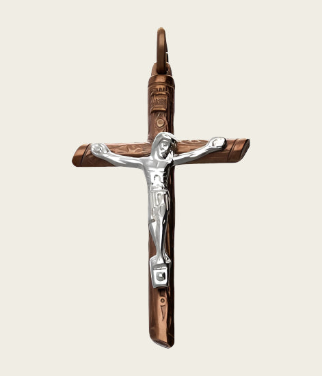 Zilveren Kruis brons corpus zilver XL kettinghanger