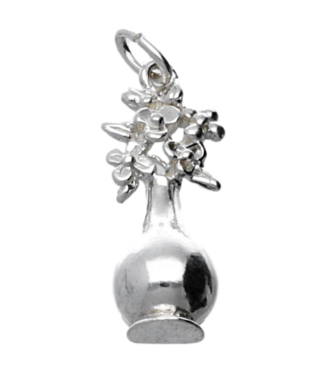 Silver Vase with flowers pendant