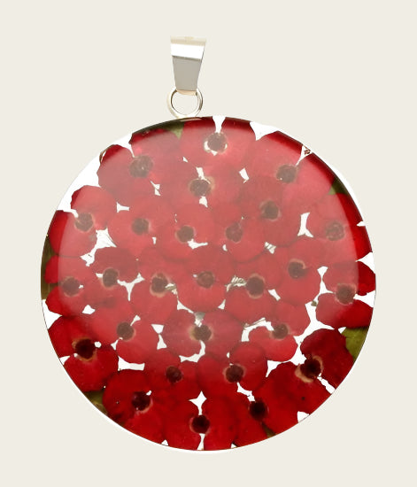Silver Passion Flower Round Necklace Pendant