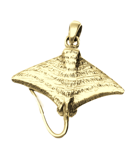 Gouden Manta rog bewerkt kettinghanger