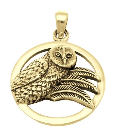 Gouden Uil in ring kettinghanger