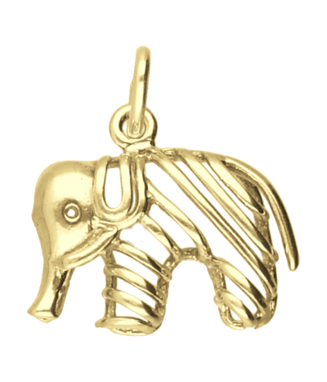 Gouden Olifant opengewerkt kettinghanger