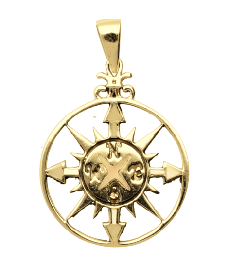 Golden Wind Rose Openwork Necklace Pendant