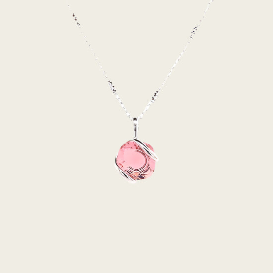 Ketting design middel met rosé swarovski kristal 40 cm