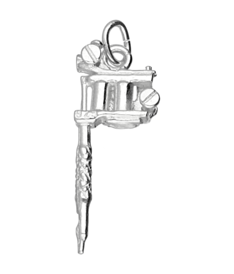 Silver Tattoo Machine Small Necklace Pendant