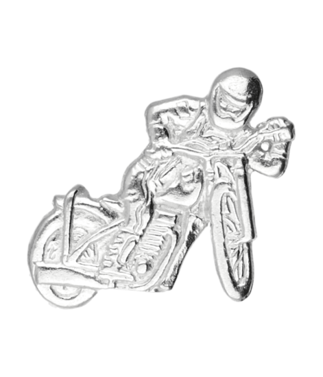 Zilveren Motor off the road speedway met rijder kettinghanger