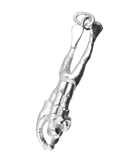 Silver Diver with 2 Bottles Necklace Pendant