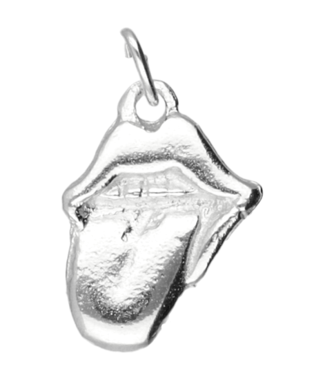 Silver Mouth with Tongue Out Small Necklace Pendant