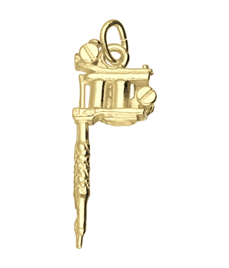 Gouden Tattoo machine klein kettinghanger