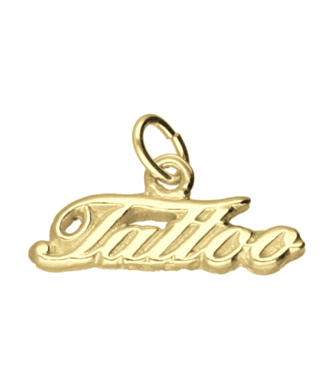 Gold Tattoo letters small necklace pendant