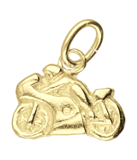 Gouden Motor racer vlak klein kettinghanger