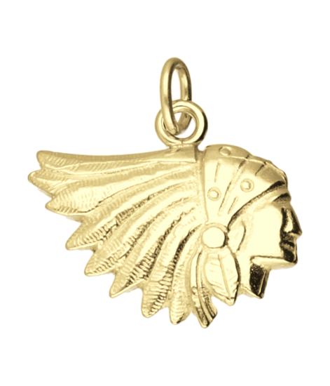 Gouden Indiaan hoofd kettinghanger