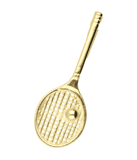 Gouden Tennisracket groot met bal ketting hanger