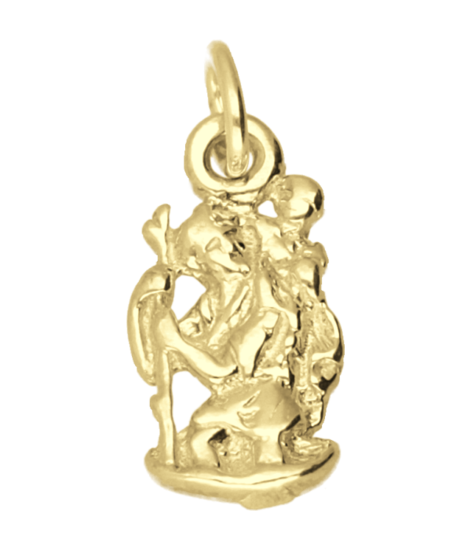 Gouden Christoffel met stok ketting hanger
