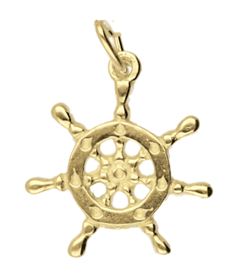 Golden Steering Wheel Necklace Pendant