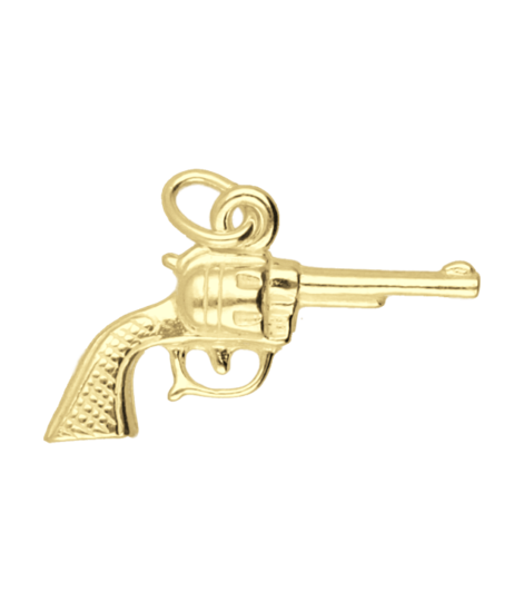 Gouden Revolver middel ketting hanger
