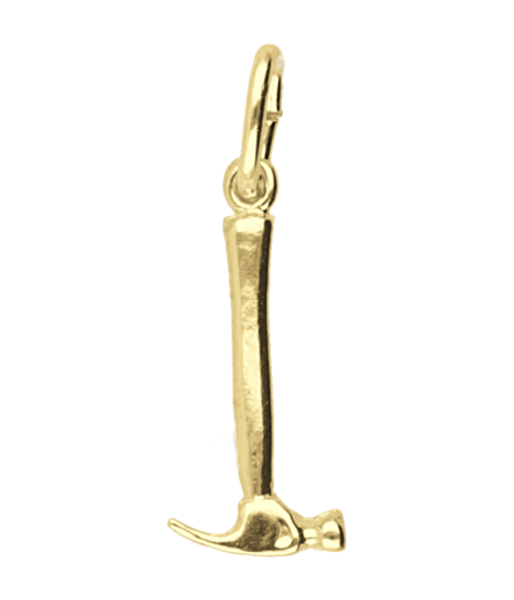 Gouden Hamer glad klein ketting hanger