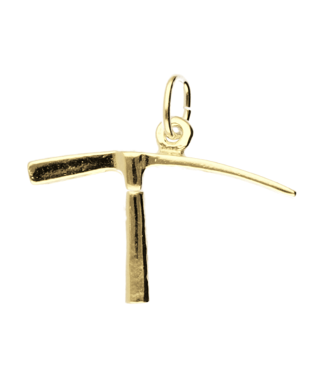 Golden Paving Pickaxe Medium Chain Pendant