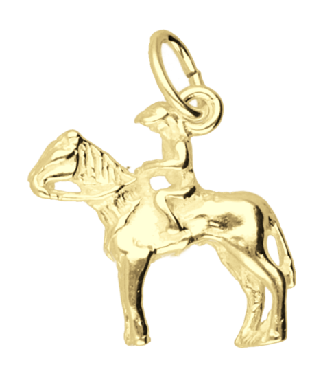 Gouden Paard met ruiter ketting hanger