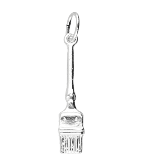 Zilveren Kwast ketting hanger - middel