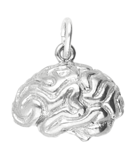 Silver Brain and Brain Necklace Pendant