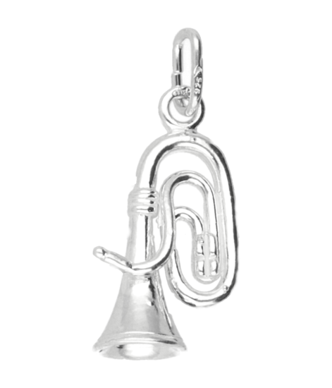 Zilveren Tuba ketting hanger
