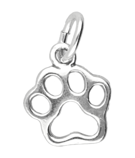Silver Dog Paw Print Necklace Pendant