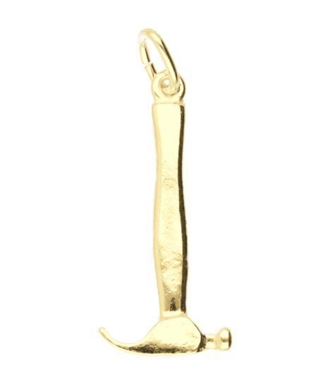 Gouden Hamer glad groot ketting hanger