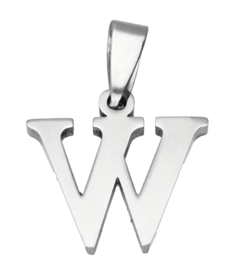 RVS Letter W ketting hanger - edelstaal