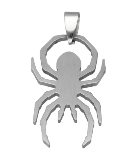Stainless Steel Spider Large Necklace Pendant - Stainless Steel