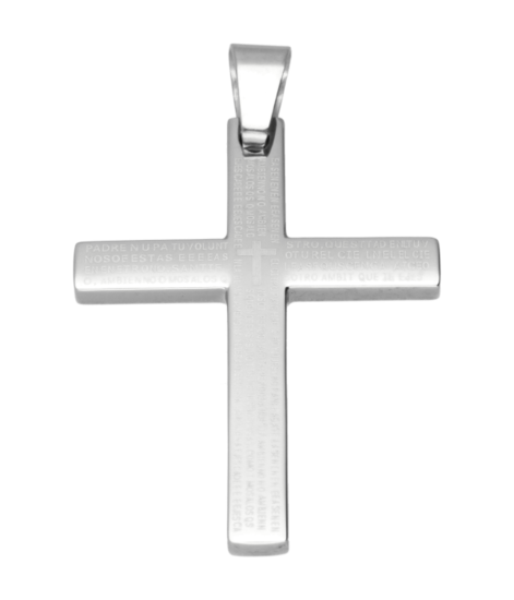 RVS Kruis met teksten ketting hanger - edelstaal