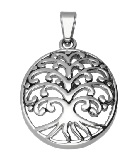 RVS Levensboom ovaal groot ketting hanger - edelstaal