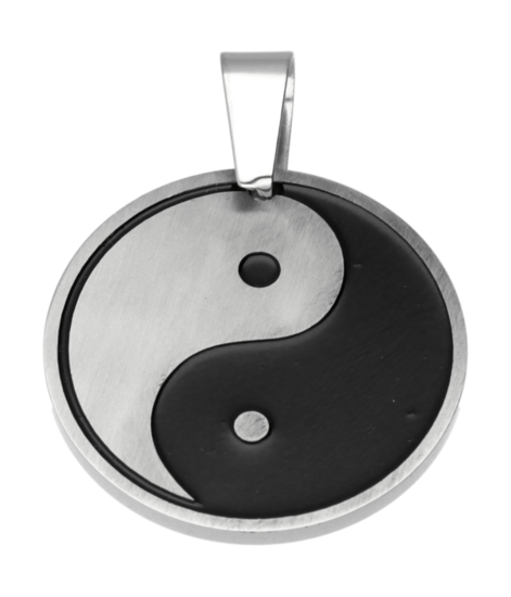 RVS Yin Yang groot ketting hanger - edelstaal