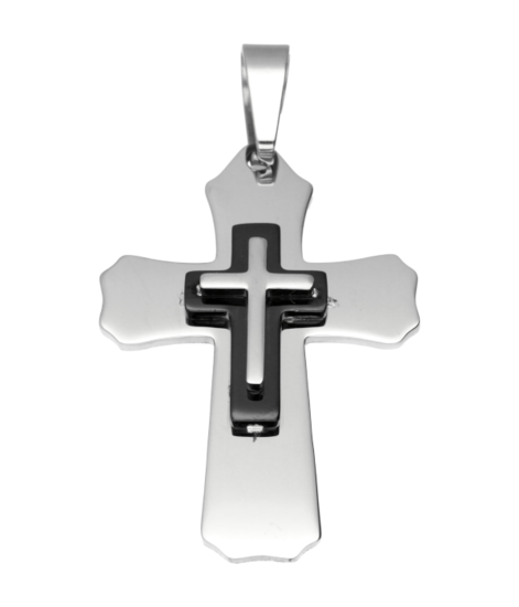 RVS Kruis dubbel XL ketting hanger - edelstaal