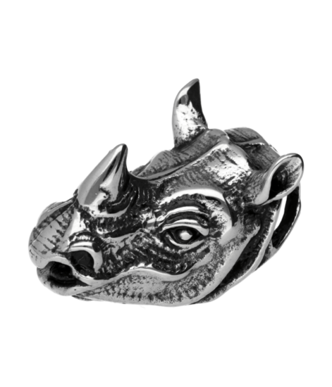 RVS Neushoorn kop ketting hanger - edelstaal