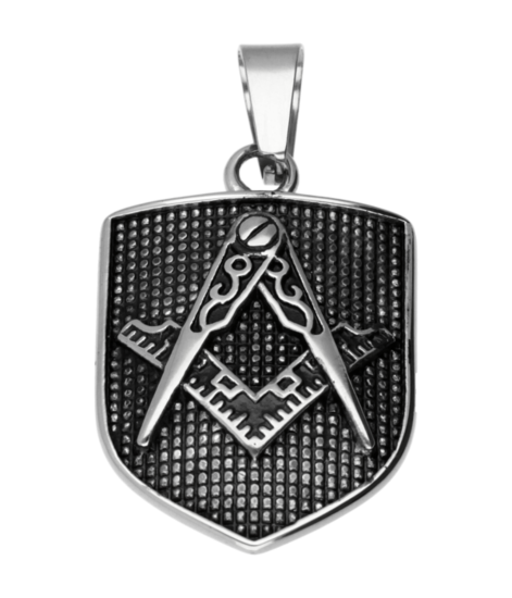 RVS Vrijmetselarij op schild ketting hanger - edelstaal